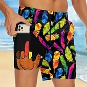 billige Dyr og fugler-Herre Dama Morsom Langfinger Fôret shorts 2 i 1 svømmeshorts Badeshorts Medium Midje Hawaiisk Feriereise Strand Klær Sidelommer Med kompresjonsforing Elastisk snøring i midjen Designer Klær