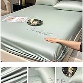 abordables Parures de draps-Ensemble de drap en soie glacée drap de lit simple housse de lit d&#039;été trois pièces protection complète du matelas housse de poussière