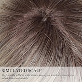 cheap Older Wigs-Ombre Blonde Wig Pixie Wig with Bangs for Daily Use or Cosplay Natural Straight Layered Synthetic Hair Short Wigs for Women Ladies