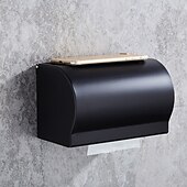 olcso Törülközőtartó-fekete WC-papír tartó multifunkcionális fürdőszobai polccal 3 stílusú alumínium falra szerelhető - 1 db