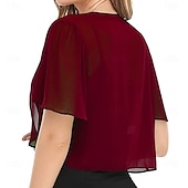 baratos Estolas de Casamento-Capa Elegante para Mulheres Proteção Solar Manga Curta Chiffon Indicada para Casamento Com Cor Pura Para Verão