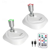abordables Lumières de rondelle-Lot de 2 spots muraux colorés RVB à intensité variable, éclairage mural avec télécommande, batterie rechargeable USB, éclairage d&#039;ambiance réglable et couleur variable