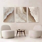 preiswerte Abstrakte Gemälde-Ölgemälde handgemalt abstrakte Ölgemälde Wandkunst 3er Set beige abstrakte Malerei auf Leinwand beige Textur Gemälde Wandkunst neutrale abstrakte Malerei Wandkunst Wanddekoration
