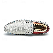 preiswerte Herrenpantoletten &amp; -slipper-Herren-Loafer aus weißem strukturiertem Satin mit bunten Nieten – modische Ballschuhe für Abschlussfeiern und besondere Anlässe