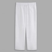 baratos Retrô-Homens Calças de linho Calças Calça verão Calças largas Com Cordão Cintura elástica Botão Lateral Tecido Respirável Comprimento total Ao ar livre Férias Casual Férias Estilo Étnico Preto Branco