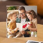 economico Festa della Mamma-Blocco fotografico in acrilico personalizzato, regalo ideale per la mamma, blocco di cristallo di vetro con foto, festa della mamma, matrimonio, compleanno, Natale, anniversario