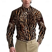 preiswerte Oberteile-Retro Vintage 1970er Hemd Aloha-Hemd Hippie Leopard Herren Maskerade Party Alltagskleidung Pride Parade Erwachsene Hemd