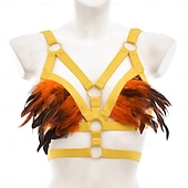 preiswerte Damenkostüme-Drag Queen Stolz Regenbogen Feder-Bralette Harness-BH Erwachsene Damen Sexy Kostüm Pride Parade Pride-Monat Halloween Karneval Einfaches Karnevalskostüm