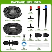 cheap Watering &amp; Irrigation-240FT Drip Irrigation System,Automatic Drip Irrigation Kit with 1/2 inch Hose 1/4 inch Distribution Tubing and Accessories,for Lawn Raised Bed Greenhouse Plant Watering System