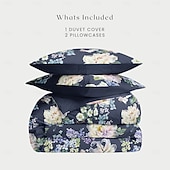 billiga 100% bomull-Blommor Duvet Set 100% Bomull Mjuk och Andningsbar Sängkläder Med Färgglada Blommor Lätt och Hållbar Täcke Bekväm för Alla Säsonger Lätt att Ta Hand Om