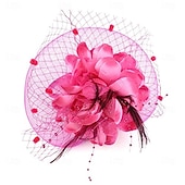 billiga Hattar och fascinators-fascinators hatt för kvinnor teparty headpiece bröllop cocktail blomma mesh fjädrar hårklämma 20-tal flapper fascinators