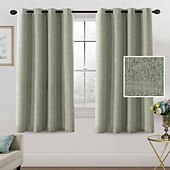 olcso Függönyök és drapériák-Linen tiszta fehér függöny kevert függöny panel készlet blackout len függönyök hálószobába 2 paneles szett 52x84 hüvelyk