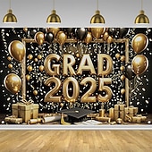 cheap Holiday Tapestries-Congrats Grad Banner Graduation Backdrop Graduation Decorations 2025 Congratulations Graduate Banner Grad Decorations Patio Garden School