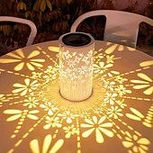 abordables Éclairage paysager-1 lanterne solaire d&#039;extérieur étanche, projection de fleurs et de libellules, éclairage d&#039;ambiance pour jardin, pelouse, paysage