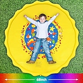 cheap Beach &amp; Outdoor Toys-68inch Outdoor Water Play Mat  Multi-Color Marine Life Design  Durable PVC Splash Pad with Sprinkler Features Non-Slip &amp; Inflatable  Ideal for Lawn and Garden Fun Water Toys