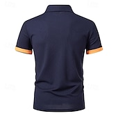 economico Polo classica da uomo-Per uomo Magliette Polo a Nido d&#039;Ape Maglia da golf Lavoro Casuale Bavero Manica Corta Essenziale Moderno Blocco di colori Patchwork Bottoni Estate Vestibilità regolare Nero Bianco Blu marino Verde