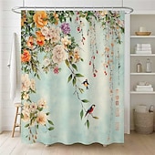 cheap Shower Curtains-Shower Curtain with Hooks 180cm*180cm(70&quot;*70&quot;) Polyester Washable Waterproof Pattern Bathroom Bathtub Decor Floral Bird Plant