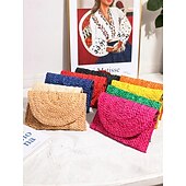 olcso Keresztpántos táskák-női szőtt szalmából készült crossbody táska - boho nyári kuplung állítható vállpánttal strandruhákhoz, üdülőruhákhoz és hétköznapi viseletekhez