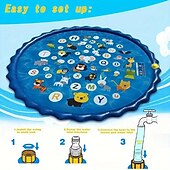 cheap Beach &amp; Outdoor Toys-100cm/39.37in Extra Large Luxury Outdoor Toy - Portable Swimming Pool with Water Sprinklers Alphabet &amp; Number Learning Mat Vibrant Rainbow Design PVC Material Ideal for Youngsters Aged 3-5 Summer