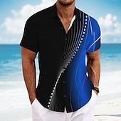 voordelige Geometrisch patroon-Voor heren Geometrisch Overgangskleur Abstracte kunst Overhemd Zomer overhemd Overhemd met knopen Korte mouw Mode-casual Buiten Vakantie Dagelijks gebruik Zomer Strijkijzer 3D-afdrukken Linnenachtig