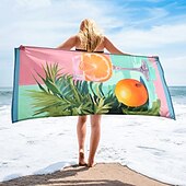 abordables juegos de toallas de playa-Toalla de playa estampada, manta de playa ligera, de secado rápido y sin arena, ideal para viajes, piscina y uso al aire libre.