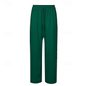abordables pierna ancha y cintura alta-Mujer pantalones Pantalones Casual Longitud total Cintura Media Plano Hebilla Diseño de cordón elástico Al Aire Libre Cómodo Festivos Ropa Cotidiana Fin de semana Rojo oscuro Magenta Verde oscuro Gris