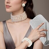 billige Smykker til kostymer-halskjede øredobber armbånd antrekk veske elegant  &amp; luksuriøs gnistrende polyester rhinestone legering for cosplay kvinners kostyme smykker mote smykker
