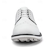 economico Scarpe da Golf da Uomo-scarpe da golf brogue bianche da uomo: resistenti sneakers in similpelle con lacci e dettagli traforati per gli appassionati di golf e sport