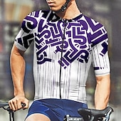 abordables Maillots pour hommes-Men's Cycling Jersey Geometric Short Sleeve Bike Tee Tshirt Jersey with 3 Rear Pockets Mountain Bike MTB Quick Dry Anatomic Design Wicking Breathable Sports Wine Red Black Blue Clothing Apparel