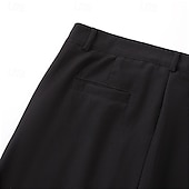 cheap Loose-Men&#039;s Dress Pants Trousers Pocket Layered Straight Leg Plain Comfort Soft Knee Length Formal Outdoor Daily Elegant Fashion Black White Micro-elastic