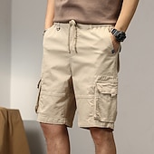 economico Classico-Per uomo Pantaloncini cargo Shorts Pantaloncini Estivi Multi-tasche Tasca con Patta Semplice Comodità Indossabile Lunghezza al ginocchio All&#039;aperto Sport Quotidiano Moda Casual Nero Giallo