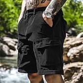 cheap Outdoor-Men&#039;s Cargo Shorts Casual Shorts Hiking Shorts Corduroy Shorts Elastic Waist Multi Pocket Straight Leg Plain Comfort Soft Knee Length Outdoor Casual Daily Fashion Streetwear Black Blue Micro-elastic