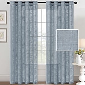 cheap Curtains &amp; Drapes-Linen Curtains Linen Looking Curtains for Living Room Burlap Linen Textured Light Filtering Nickel Grommet Curtains Bedroom Curtains 2 Panel Sets Privacy Added
