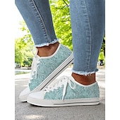 cheap Women&#039;s Sneakers-Women’s Lace - Up Canvas Sneakers with Floral Print – Casual &amp; Youthful Style for Teenagers and Young Women in School, Street Outings &amp; Casual Gatherings