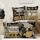 billiga Kuddfodral-Examen Dekorativa Kasta Kuddar Överdrag 4PC Bästa Examen Gåva Mjuk Fyrkantig Soffkuddöverdrag Kuddöverdrag för Sova Rum Vardagsrum Soffa Stol