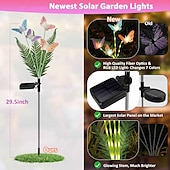 abordables Éclairage paysager-1 pc extérieur solaire papillon lumières simulation arc-en-ciel papillon pôle lumineux prise de terre lumière cour jardin pelouse chemin parc paysage lumière décorative lumière