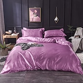 cheap Sheets &amp; Pillowcase-Pure Color Washed Silk Ice Silk Satin Simulated Silk Four-piece Set Summer Home Textile Bedding