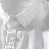 preiswerte Baumwoll-Leinenhemd-Herren Baumwoll-Leinen-Hemd Einfach Urlaub Weiß Himmelblau Dunkelblau Aprikose Kurzarm Opa Sommer Bekleidung