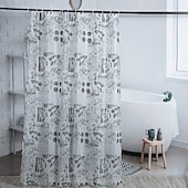 abordables Cortinas de ducha-Cortina de Ducha Forro PEVA Impermeable 12 Ganchos Decoración de Baño Estilo Nórdico Impresión de Triángulo/Cuadro de Playa y Océano