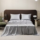 abordables Parures de draps-Ensemble de draps en soie glacée imitation satinée Trois ou quatre pièces