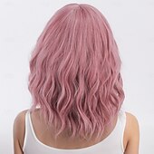 levne Syntetické trendy paruky-Syntetické paruky Mírné vlny Curly Weave Asymentrický střih Elegantní ofina na stroji Paruka 14&quot; A1 Umělé vlasy Dámské Párty Klasické Pohodlné Růžová