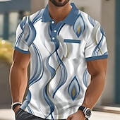economico Polo geometrica da uomo-Per uomo Astratto Geometrico Polo Manica Corta Magliette polo Camicie con Colletto Business Casual All&#039;aperto Athleisure Abbigliamento quotidiano Bottoni Tasca Stampa 3D Estate Blu Viola Verde