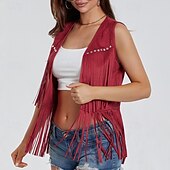 cheap Boho Tops-Women&#039;s Blouse Plain Active Modern Sleeveless V Neck Regular Tops Daily Holiday Fringe Black White Yellow Army Green Red Summer