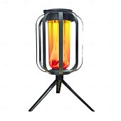 billige Lommelykter og campinglys-solar lanterner camping lys med stativ flimrende flamme 4 farger gradient usb oppladbar utendørs ipx4 vanntett skrivebordslampe for camping gårdsplass landskap festival dekorasjoner 1 stk