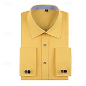 abordables Camisas de vestir para hombres-Hombre Camisa Camisa para Vestido Abotonar la camisa Línea Boda Diario Negro Blanco Amarillo Azul cielo Manga Larga Cuello Vuelto Primavera &amp; Otoño Ropa Bolsillo