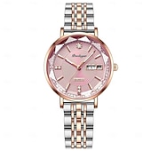 cheap Quartz Watches-Women Quartz Watch Wrist Watch Retro Vintage Rhinestone Wristwatch Luminous Calendar Date Week Waterproof Stainless Steel Watch