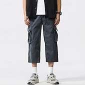 economico Classico-Per uomo Pantaloncini Cargo Capri Pantaloni capri Coulisse Elastico in vita Multi-tasche Semplice Comodità Indossabile Lunghezza al polpaccio All&#039;aperto Sport Quotidiano Moda Casual Nero Cachi