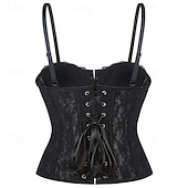 baratos espartilho-Rococó Com Busto Baile de Máscara Espartilho de Tronco Inteiro Fantasias Renda Compressão abdominal Flexão Fantasia Mulheres Real Baile de Máscaras Festa Carnaval de Veneza Adulto Corpete