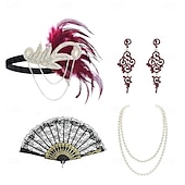 olcso Kiegészítők és még sok más-1920-as évek A nagy Gatsby Flapper fejpánt Gyöngyös karkötő Fülbevaló A nagy Gatsby Toll Retro Csillogó glitter Kristály / Strassz Női Farsang Valentin nap Álarcos mulatság Party estélyi viselet