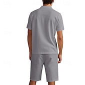 cheap Men&#039;s Classic Polo-Men&#039;s Golf Shirt Golf Polos Shirts Work Casual Lapel Short Sleeve Basic Modern Plain Buttons 2 Piece Summer Regular Fit Apricot Black White Navy Blue Light Grey Army Green Golf Shirt